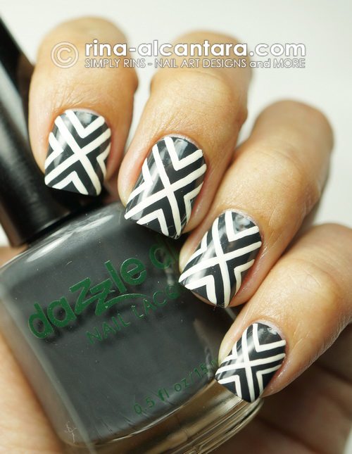 Crossed Out Nail Art on Dazzle Dry Joan's Armor