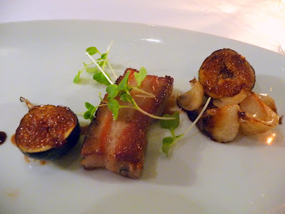 Mistral Kitchen, Seattle, chef's dinner, thick pork belly with roasted figs and caramelized onion