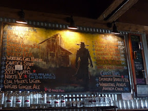 The amazing chalkboard of beers available at the downstairs restaurant location of Fort George in Astoria