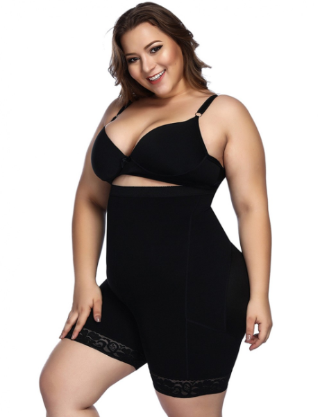 Solid Black Elegant Backless U Plunge Shapewear Seamless