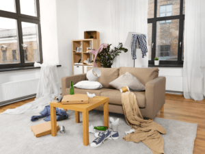 decluttering the living room