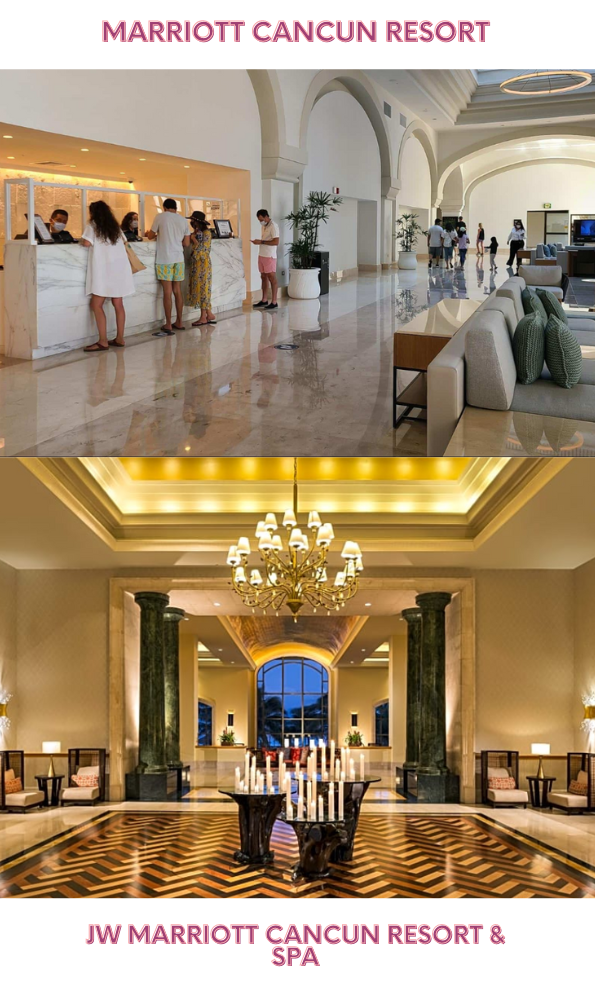 Lobbies of both JW Marriott and Marriott Cancun Resort