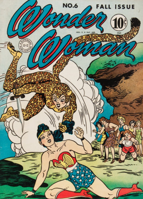 Cover art for Wonder Woman #6, (1943) featuring the first appearance of the original Cheetah.
