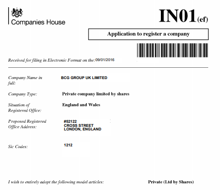 Application of registration UK 