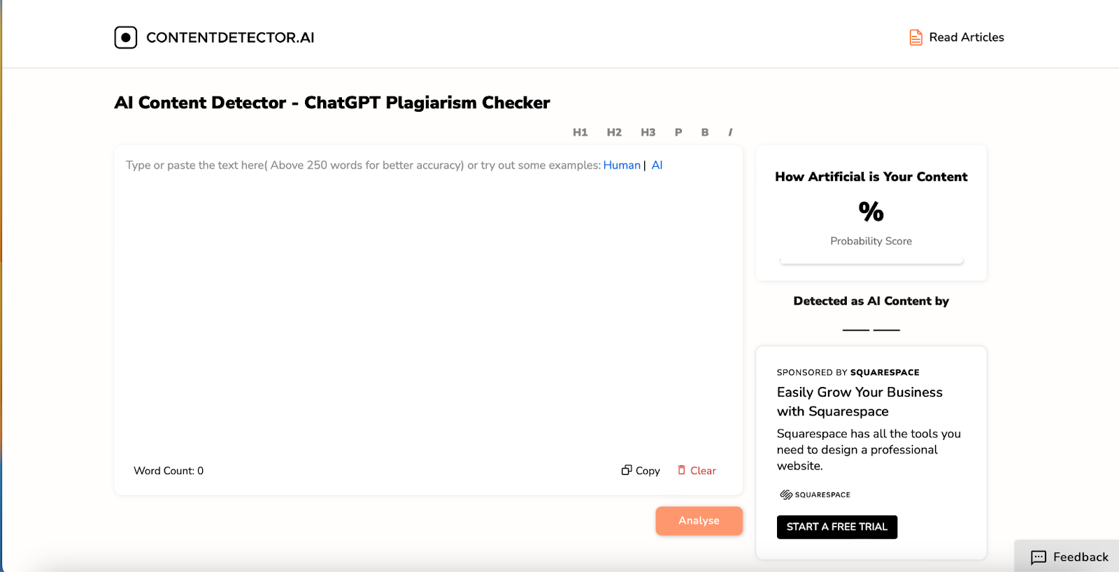 The AI Content Detector that acts as a ChatGPT plagiarism checker.
