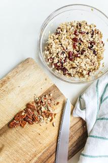 A handful of oats, nuts and dried fruit