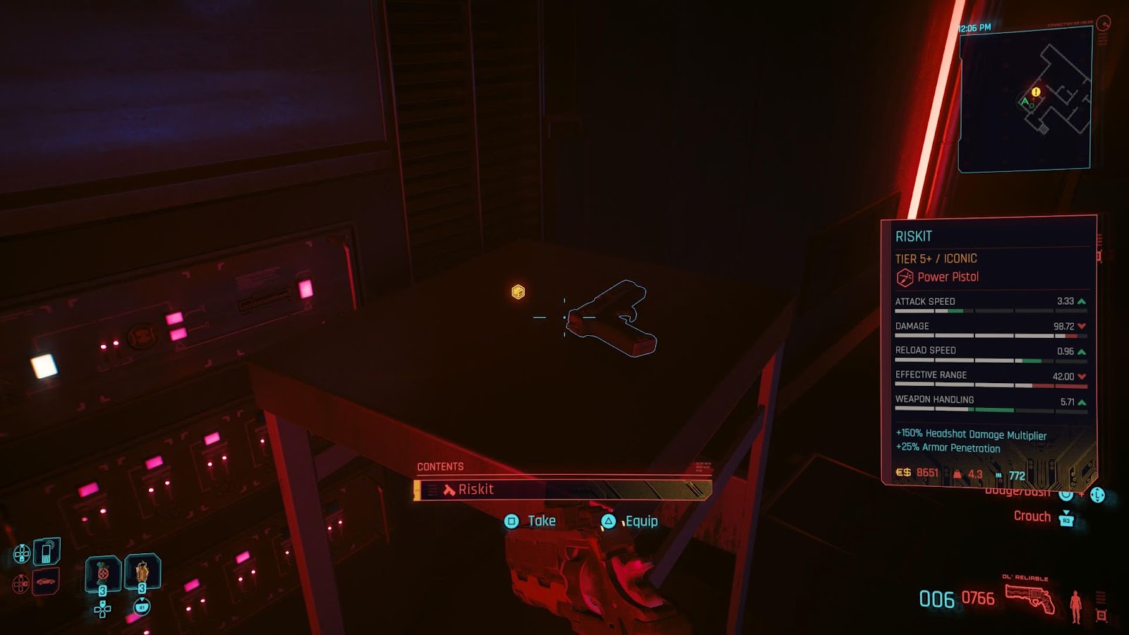 An in game screenshot of Bree's Riskit Power Pistol from the game Cyberpunk 2077.