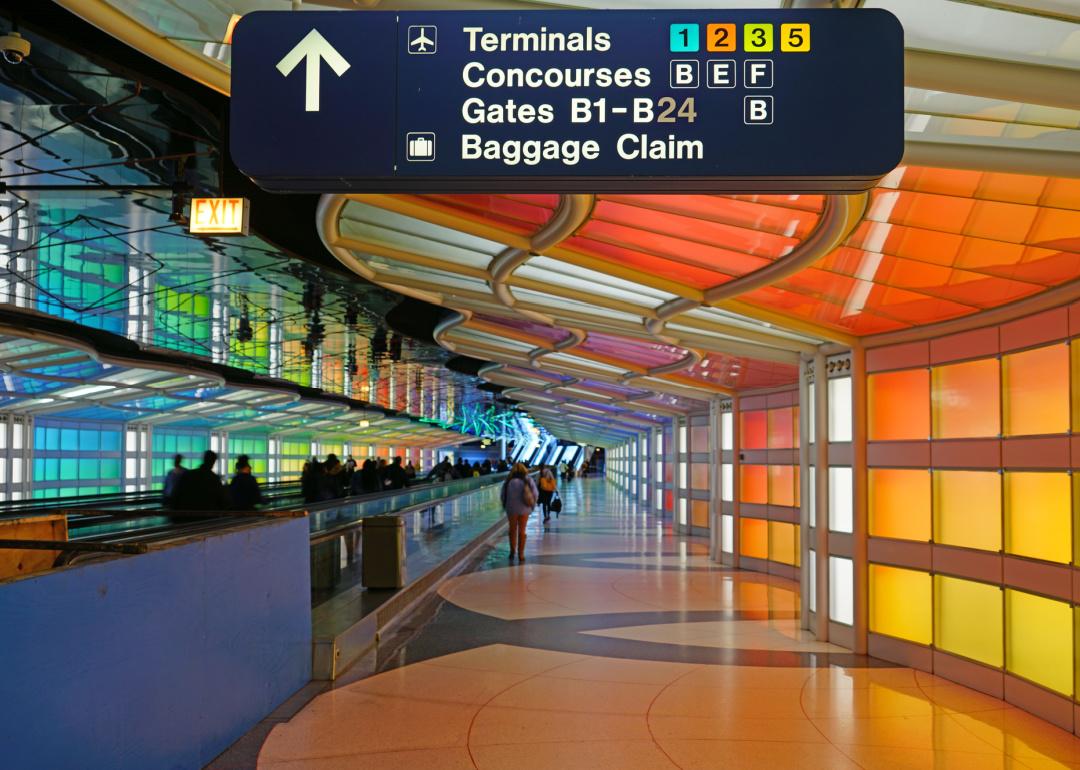 Colorful connecting terminal in Chicago O’Hare.
