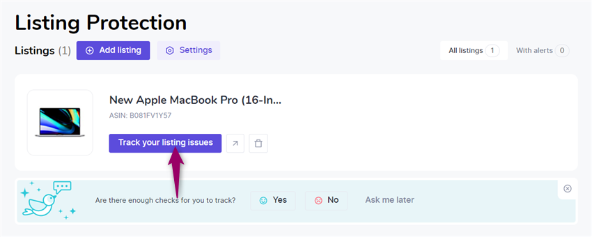 Track your listing issues
