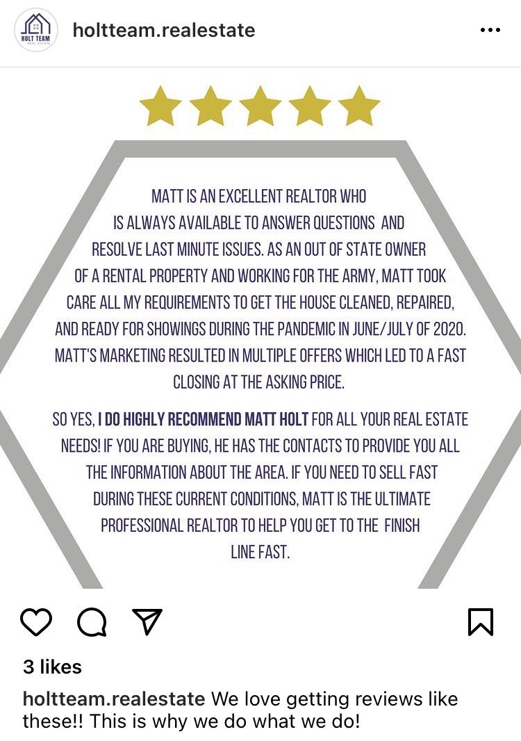 client testimonial instagram post for real estate