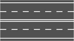 Esempio di uso di corsie e carreggiate: strada con 4 corsie