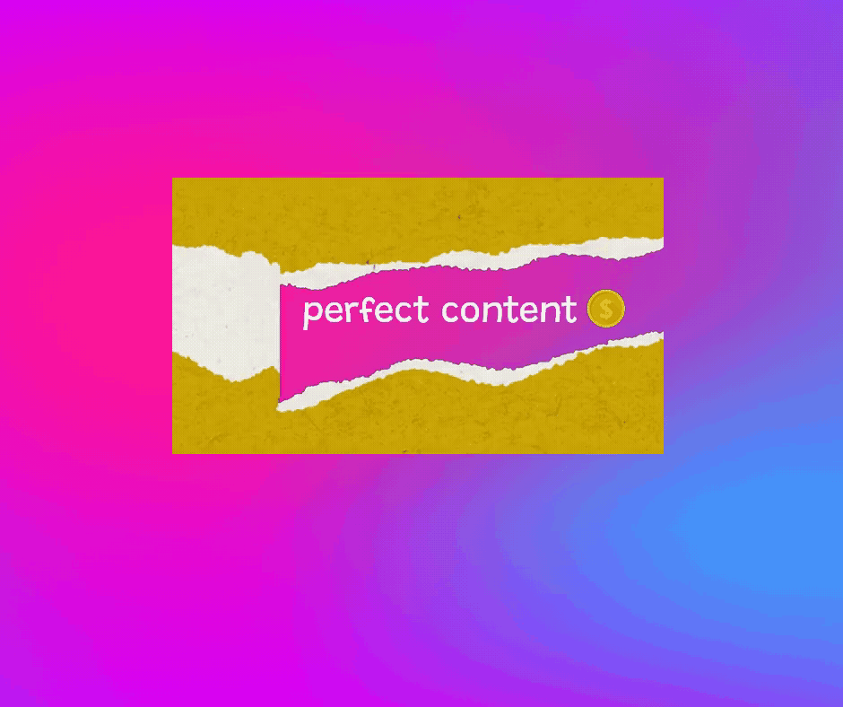 purple square with words perfect content 