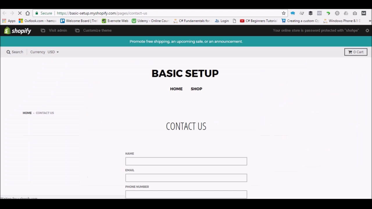 how to create Shopify contact us page