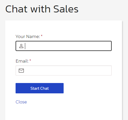Chat with sales screen (support screen)