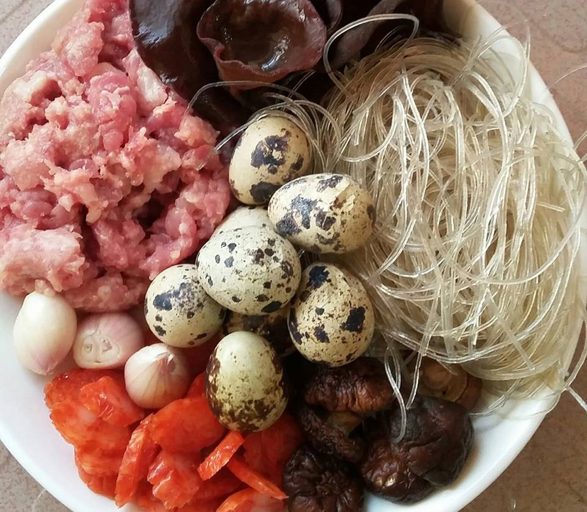 Nguyên liệu làm bánh bao nhân thịt miến