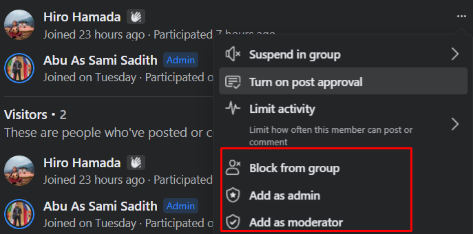 how to add admin and moderator to facebook group