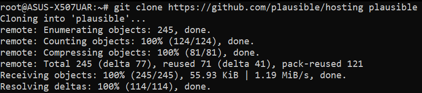 git clone https://github.com/plausible/hosting plausible