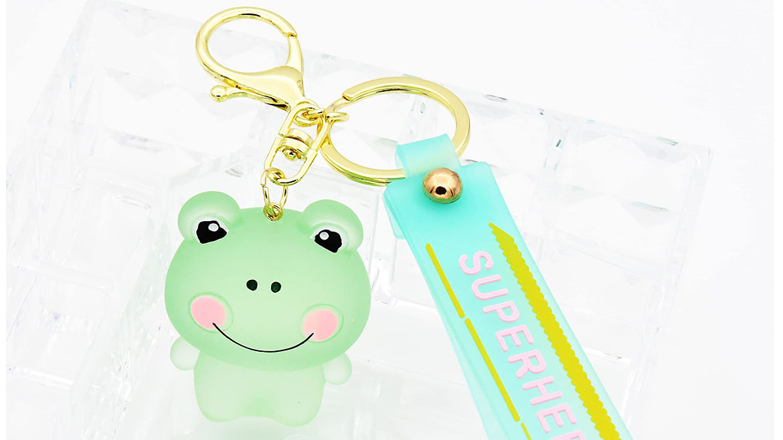 little green frog custom rubber keyrings promotional gift items