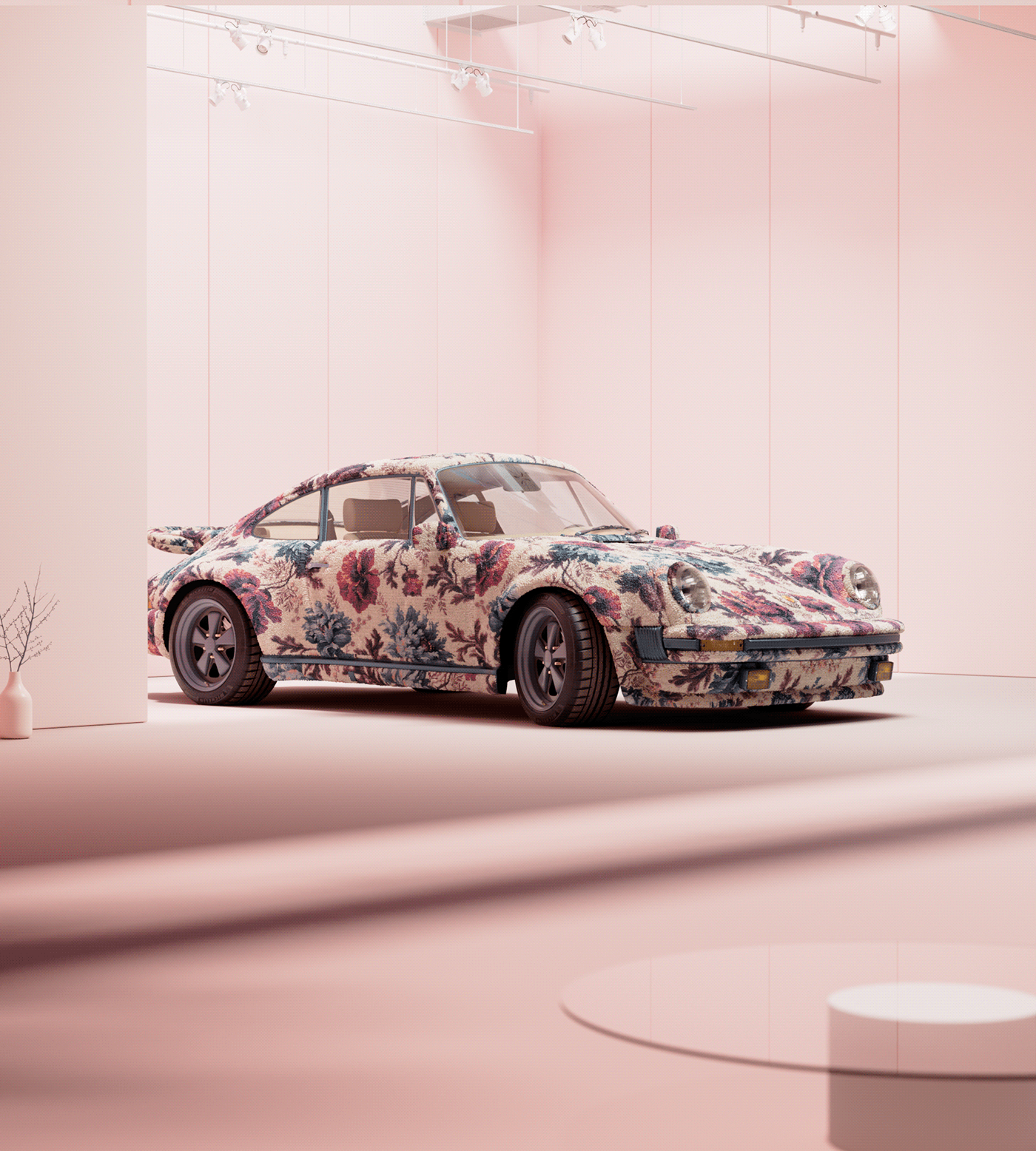 3D automotive   CGI cinema4d fabric octane pattern Porsche Render textile