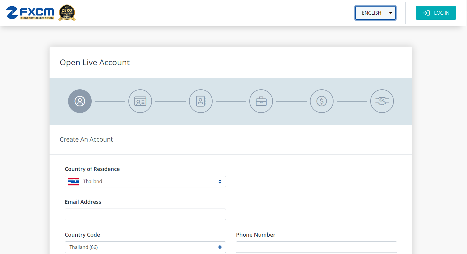 การเปิดบัญชี FXCM