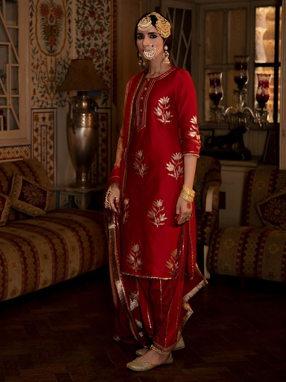 the loom - Red Chanderi Silk Kurta