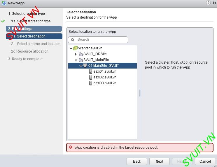 vApp creation is disabled in the target resource pool (1) vApp creation is disabled in the target resource pool (1)