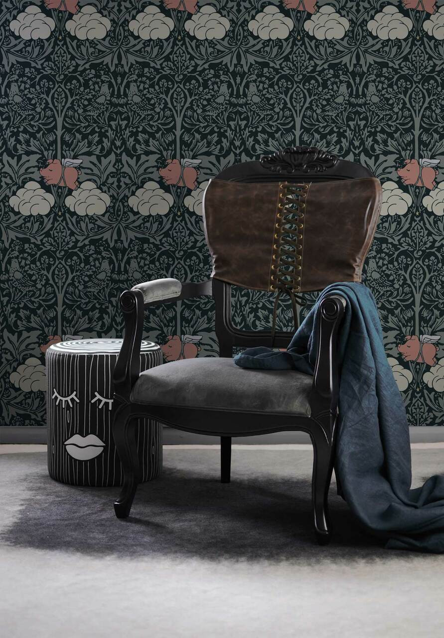 Morris Dream - Classic dark green with colours Wallpaper