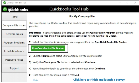 Utilize QuickBooks File Doctor Tool