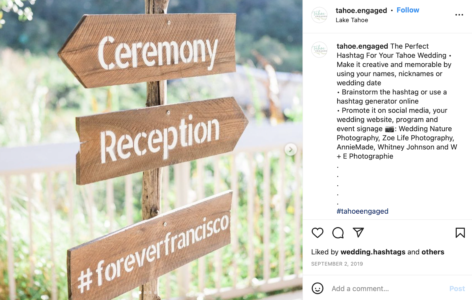photo of arrow signs for wedding ceremony and reception