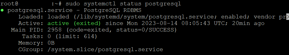 Línea de comandos son PostgreSQL activado
