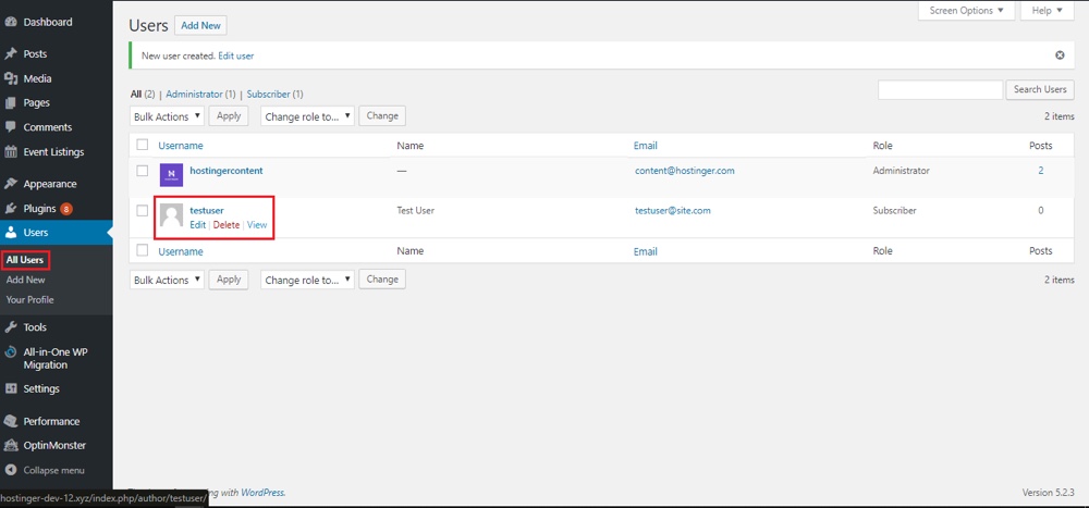 Editar ou excluir usuário do WordPress
