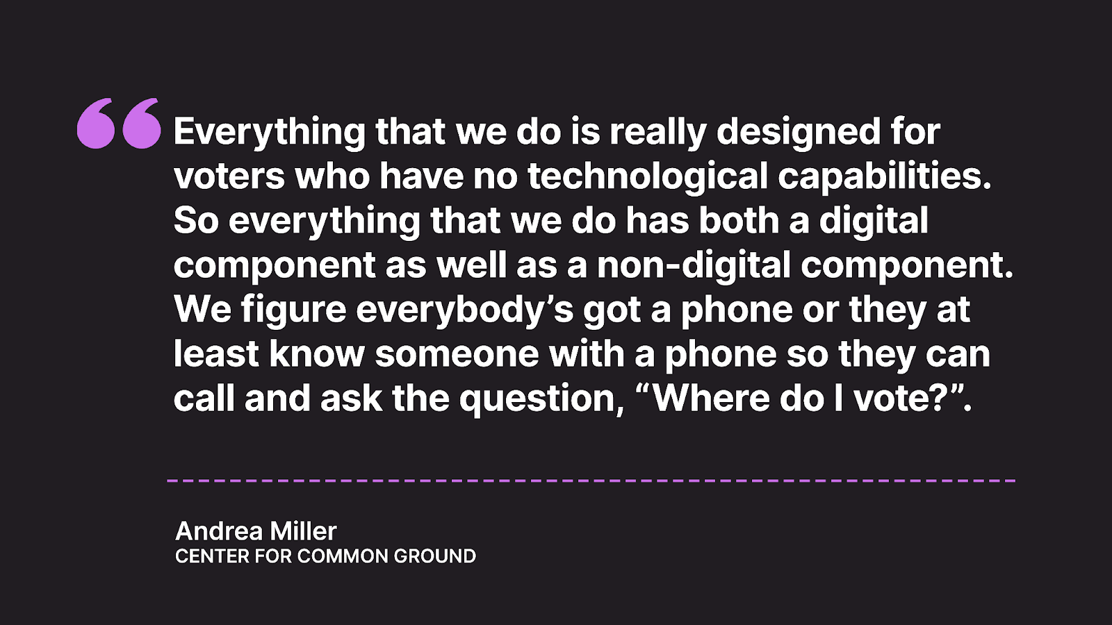 A quote graphic from the Andrea Miller profile.