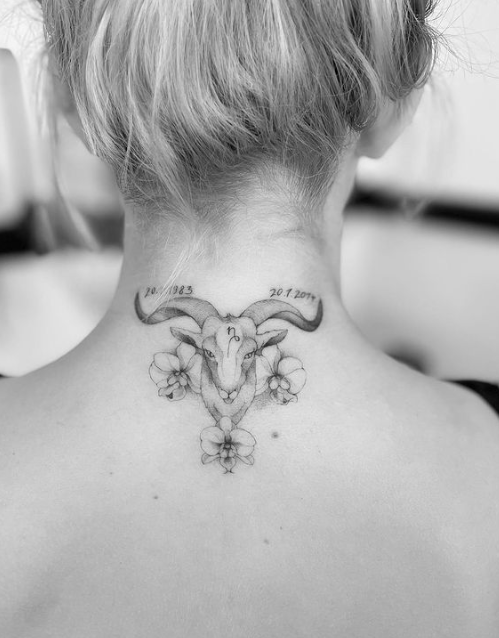 Neck Capricorn Tattoo