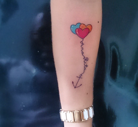 Balloons With Anchor Tattoo For Women