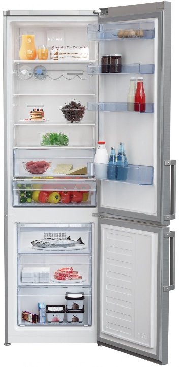 Холодильник Beko RCNA400E21ZXP с продуктами