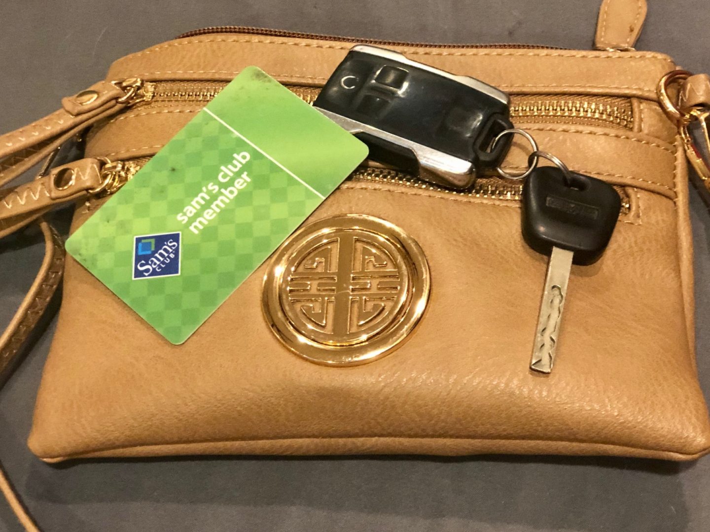 purse, keys and card