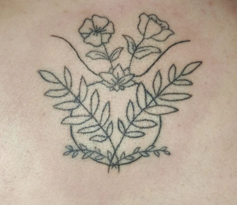 Floral Stick And Poke Tattoo