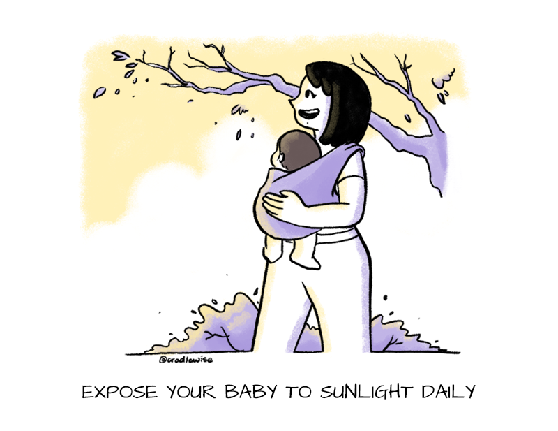 A mother getting her baby a daily dose of sunlight in the open.
