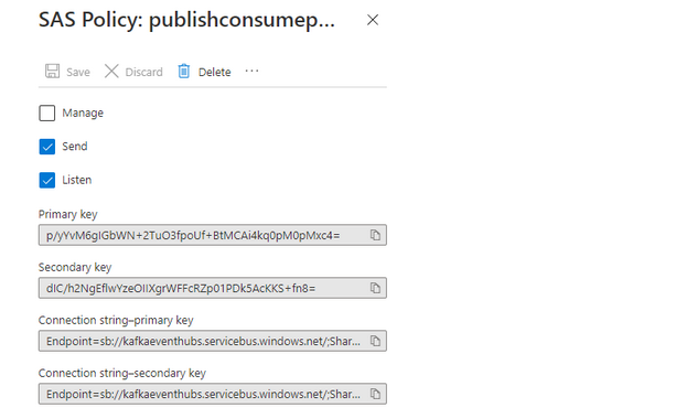 Azure Kafka: SAS Policy