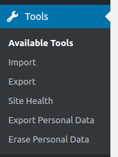 wordpress dashboard tools options