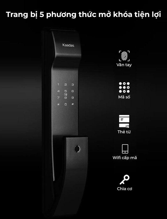 Kaadas K9-5W với 5 phương thức mở khóa đa dạng