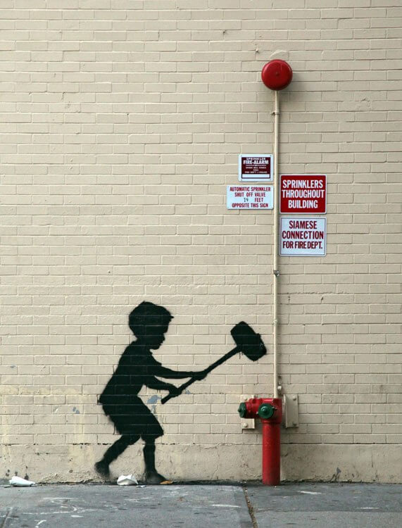 Banksy, Hammer Boy, 2013,