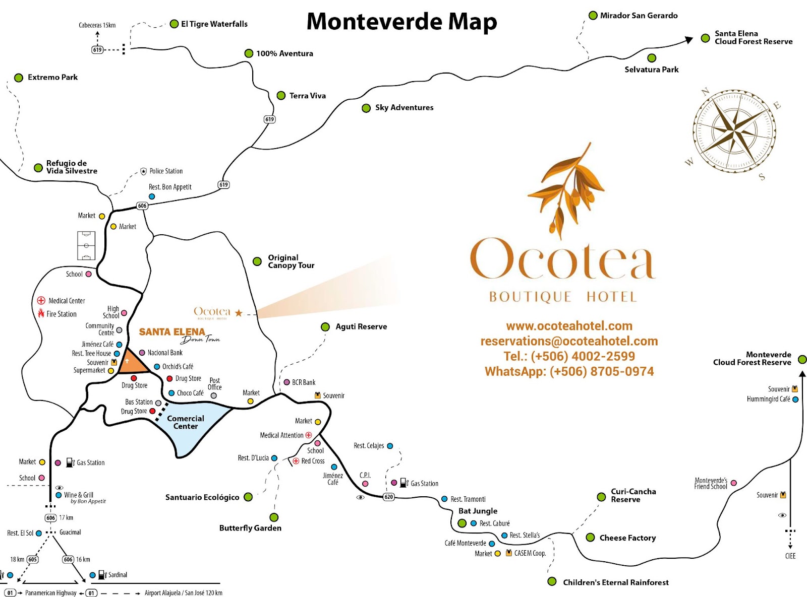 Mapa de Monteverde, Costa Rica