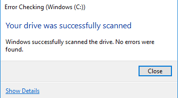 error checking success