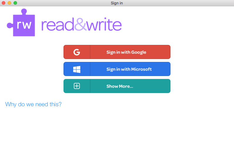 Read&Write sign in screen