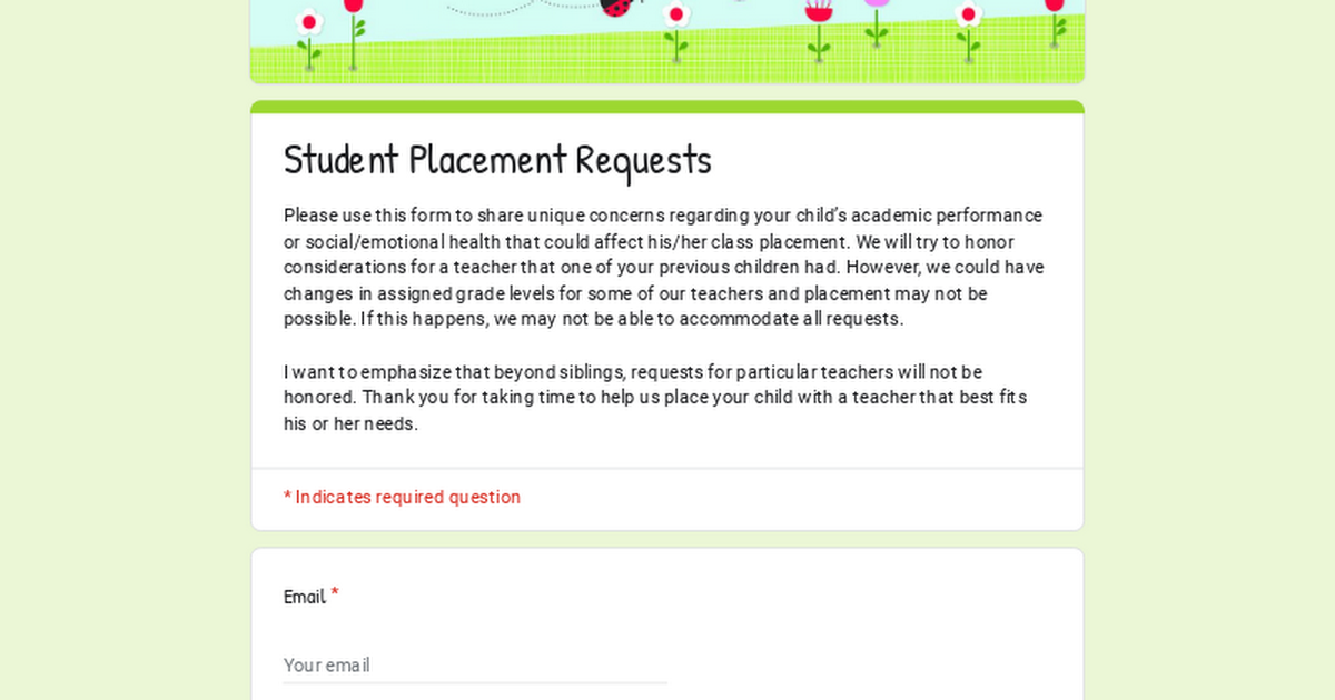 Student Placement Requests