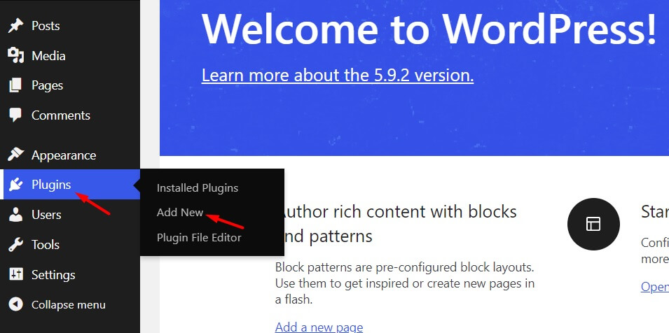 Add new plugin from the WordPress dashboard