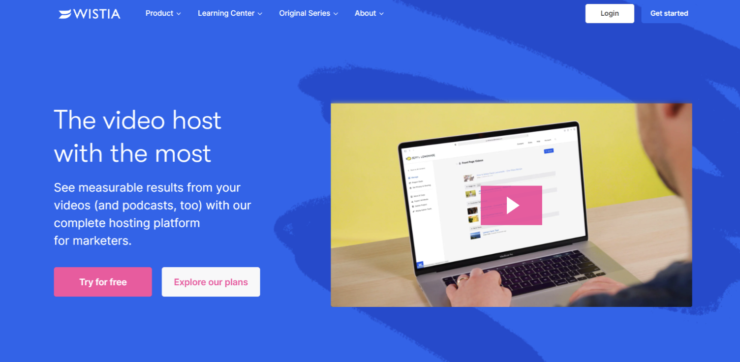 wistia product landing page