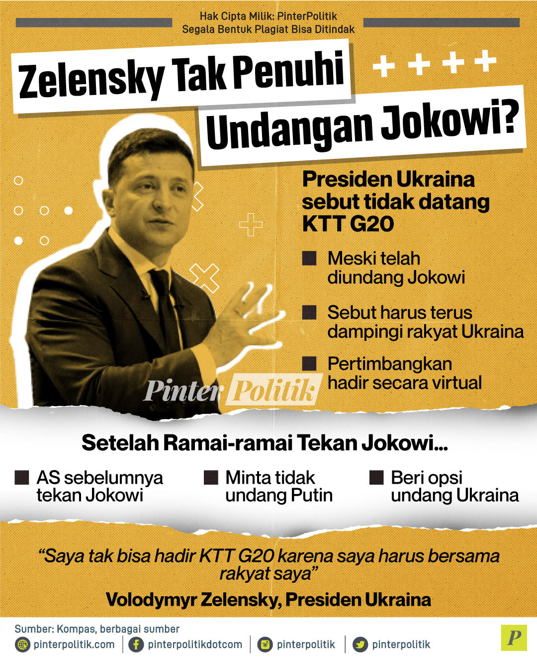 Zelensky Tak Penuhi Undangan G20 Jokowi
