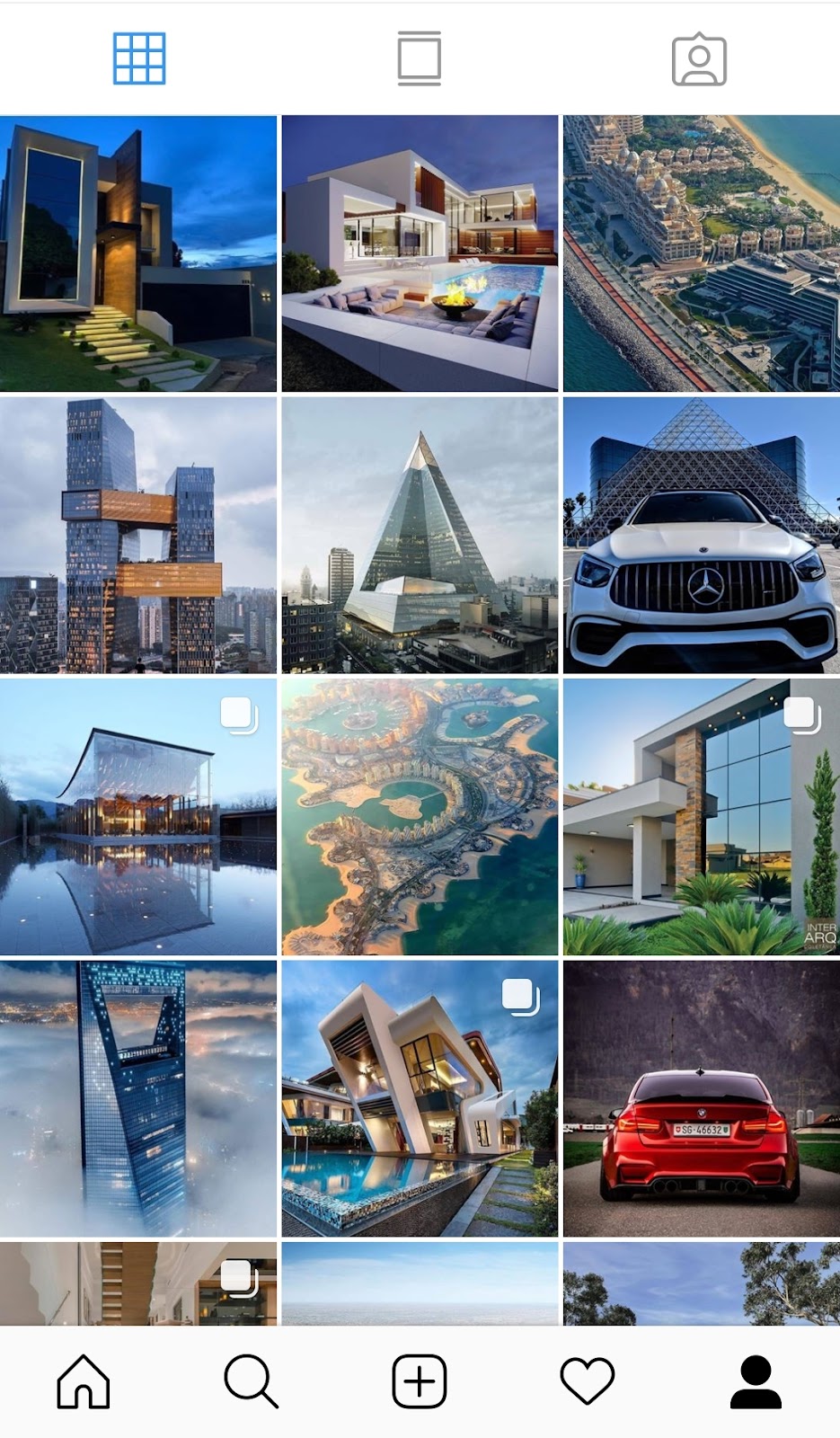 Product architect  Instagram account showing quality architectural images